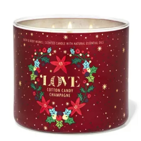 Bath & Body Works Other - Bath And Body Works 3 Wick Candle Love Cotton Candy Champagne